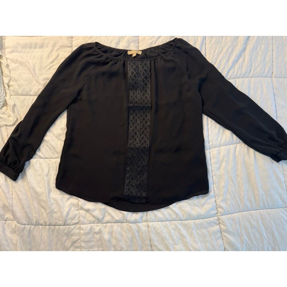 Appraisal Black Blouse Embroidered Crochet Women's Medium Office Career Boho